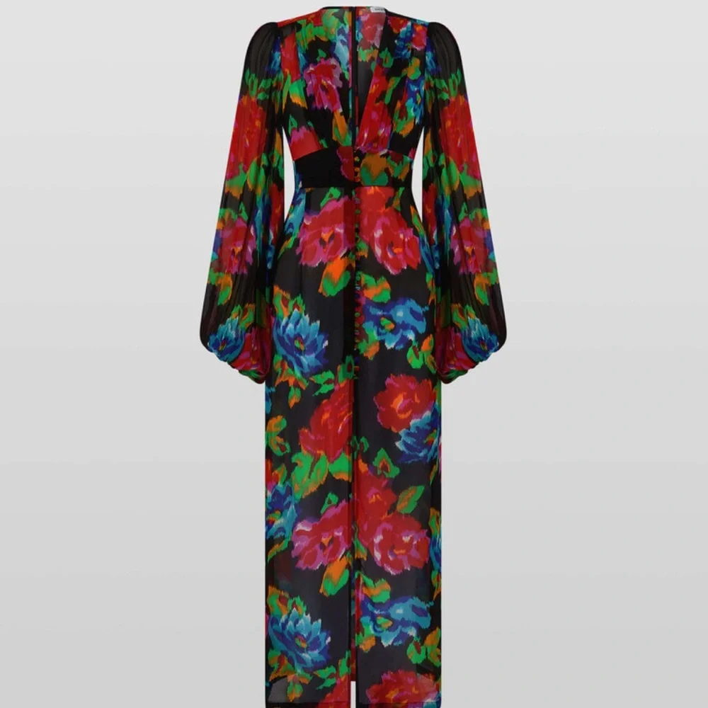 Rat & Boa Floral Maxi Dress - Red, Green, Blue - Picture 2 of 6